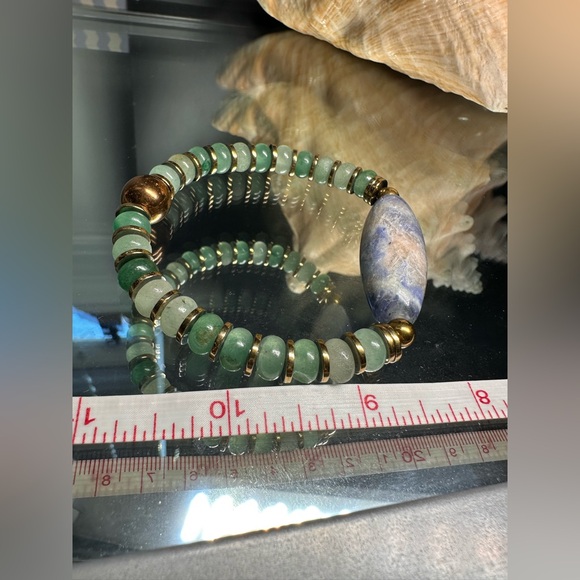 SODALITE + AVENTURINE + HEMATITE NATURAL BRACELET size 7” - Picture 9 of 15